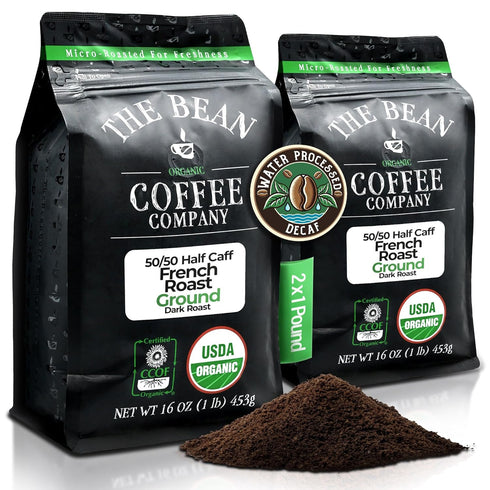 The Bean Organic Coffee Company 50/50 (Half Caff) French Roast, 50% Decaf,