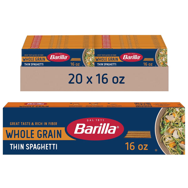 Barilla Whole Grain Thin Spaghetti Pasta, 16 oz. Box (Pack of 20)