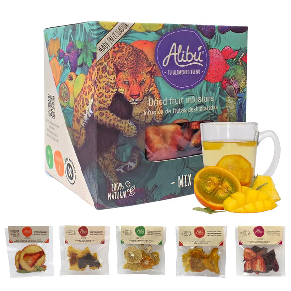 Alibú Dried Fruit Tea Infusions, Variety Pack, Certified Vegan, 100% Natural, Hot or Iced, Caffeine Free