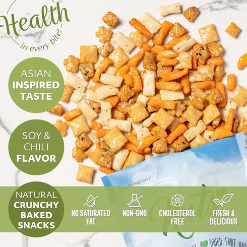 Packed (2 LBS) NUTS U.S. - Oriental Rice Crackers | No Artificial Colors | Crunchy | Natural | in a Resealable Bag