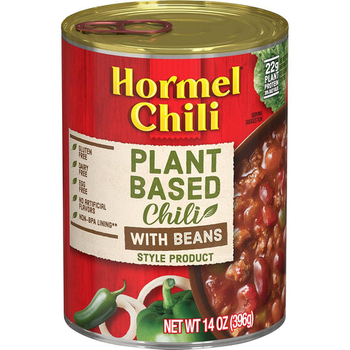 HORMEL Chili Plant-Based Chili With Beans (Pack of 12), 14 oz, 22g