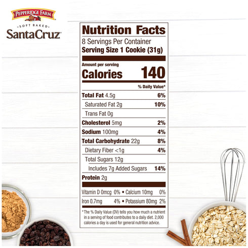 8.6 oz. Pepperidge Farm Santa Cruz Soft Baked Oatmeal Raisin Cookies, Bag