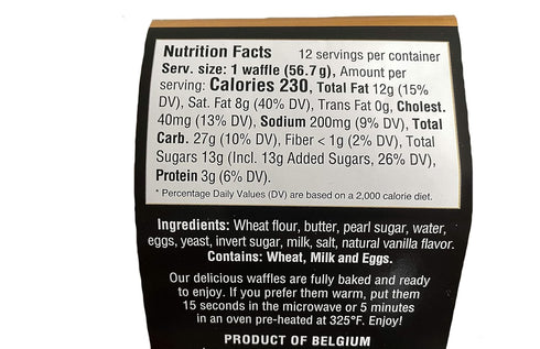Le Chic Patissier 12 Gelgium,2 (Pack 12) Petite Belgian Waffles Individaully Wrapped, All Natural Non GMO, Made