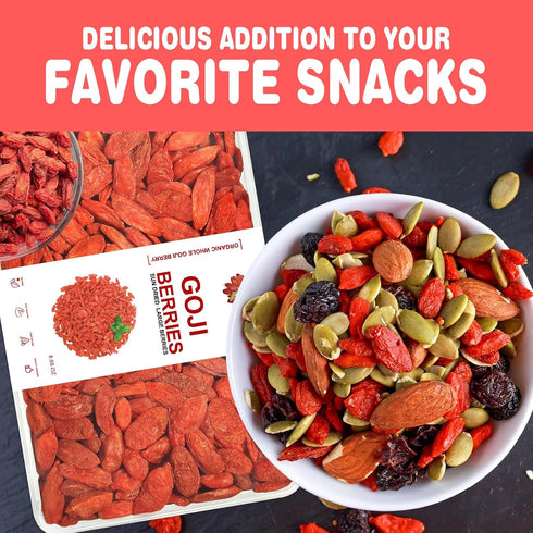 100% Vegan(8.68oz,box) Goji Berries Superfoods Organic Goji Berries.Extra Large Dried Berries Vitamin A, Antioxidants