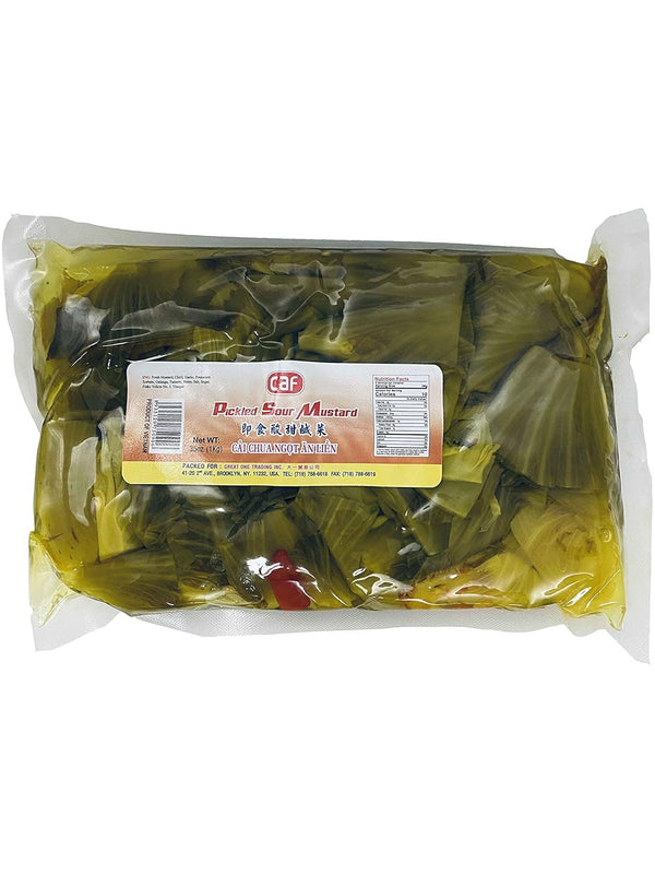 CAF Pickled Sour Mustard, Pickled Vegetables, Pickled Mustard Green (Haam Choy), 35oz,