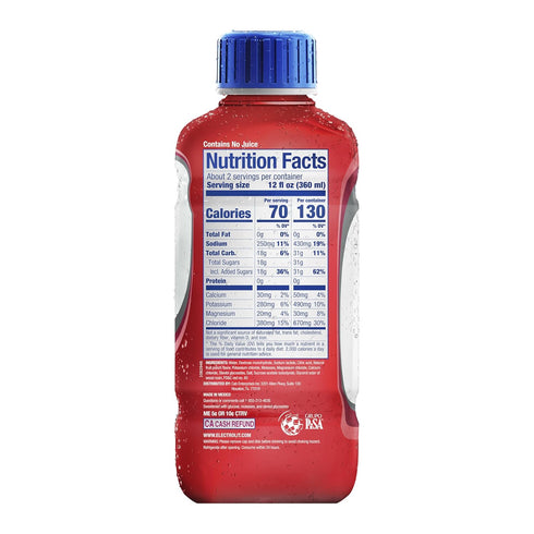 21 Oz (Pack 12) Electrolit, Electrolyte Beverage, Fruit Punch, Fl bottle