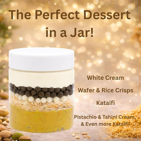 5.2 oz Dubai Chocolate Dessert Jar - Pistachio Kataifi White Cream Crunch with Rice Crisps - - MA LIT CANDY Layered