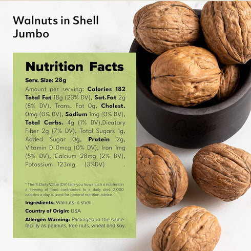 Packed (6 LBS) NUTS U.S. - Walnuts In Shell | Grown and in California | Chandler Variety | Fresh Buttery Taste and Easy