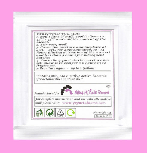 Pack 5 (5) Yogurt Starter Cultures - of Freeze-dried Culture Sachets for Pure Acidophilus Yogurt