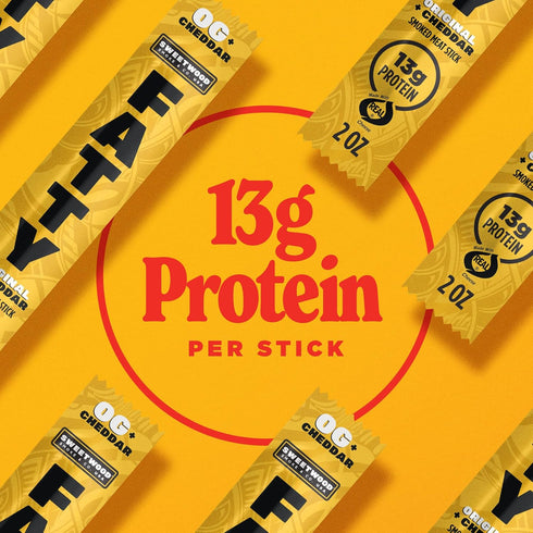 13g 2 oz. (Pack 20) FATTY Meat Sticks, High Protein, Made with Grass Fed Beef, Pork Raised Without Antibiotics, Protein