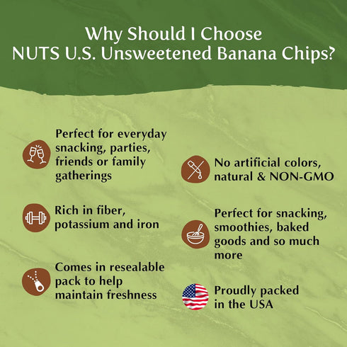 Packed (3 LBS) NUTS U.S. - Unsweetened Banana Chips | No Sulphure, Added & No Artificial Colors | NON-GMO | Natural |