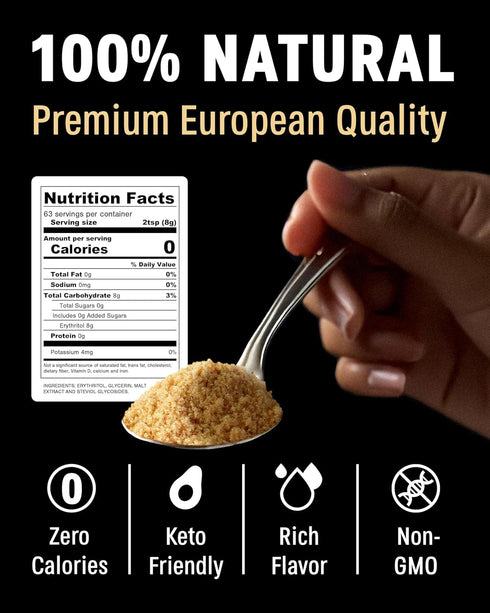 100% 1.1LB SUKRIN GOLD Natural Sugar Free Brown Sugar Substitute with Erythritol & Stevia Brown Sugar Zero Calorie