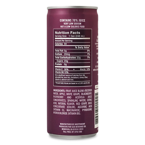 8.4 oz 4 Count IZZE Sparkling Juice, Blackberry, Cans