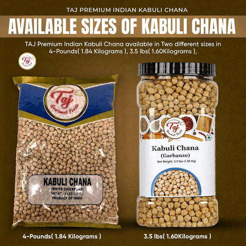 TAJ Gourmet Foods 4-Pounds TAJ Garbanzo Beans Dry | Kabuli Chana | Product of India