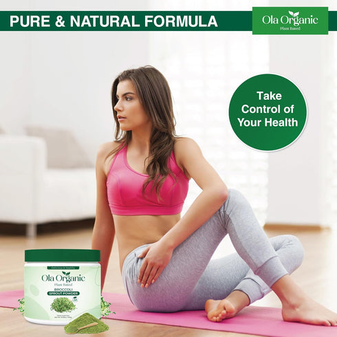 Ola Organic (300g Broccoli Sprout Powder Sulforaphane-Rich Superfood with Vitamins & Minerals Supports Daily Wellness