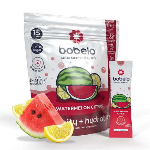 Bobelo Self-Carbonating Hydration Packets - Watermelon Citrus Flavor (15ct) | Low Calorie