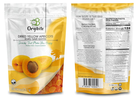 Pack, 8 Oz (Pack 1) Orgibite Natural Dried Yellow Apricots | Organic Vitamin-Rich Dried Fruit | Fruit Snack for Kids