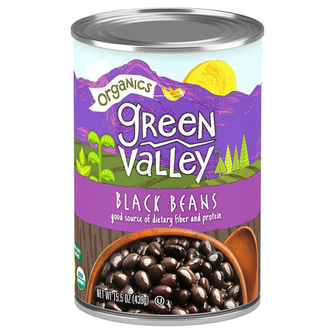 15.5 oz (Pack 4) Green Valley Organics Black Beans | Certified Organic | Deliciously Tender, Creamy & Mild | Deep Dark