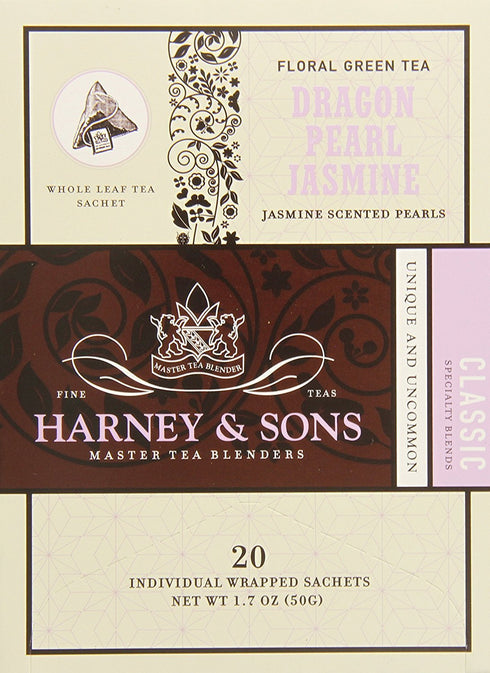 1.7 Oz Harney & Sons Dragon Pearl Green Tea Sachets, Jasmine