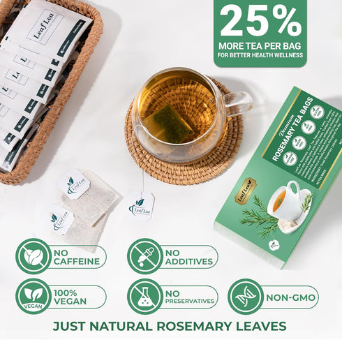 40 100% LeafLea Premium Rosemary Tea Bags from Natural Rosemary Leaves, Herbal Tea for Gentle Digestive Comfort, Te De