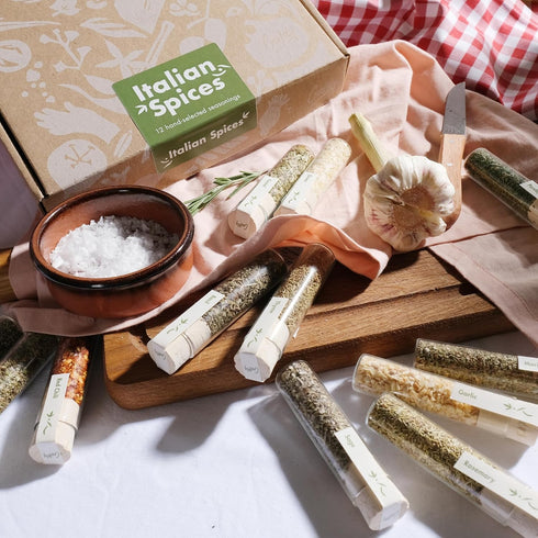 12 Set Set Craftly Italian Spices Gift | Italian Herbs Seasoning Gift for Cooking - Perfect for Pasta Sauces, Pizza