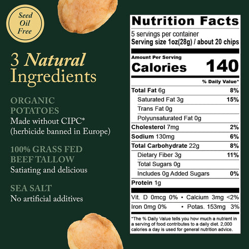 2 Pack, 5 Vandy Crisps Potato Chips - Vegetable & Seed Oil Free Snacks - Gluten Free Potato Chip - Healthy Chips Made