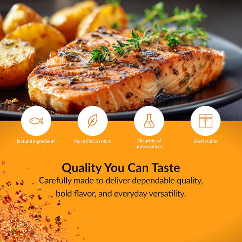 2.5 oz Fulton Fish Market Salmon Seasoning Sweet & Smoky Spice Blend for Grilled, Baked or Pan-Seared Fish, Custom