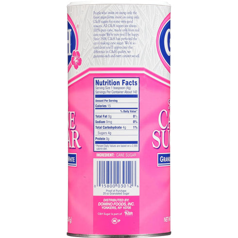 20 oz (Pack 3) C&H Granulated Sugar, Canister Premium Pure Cane Sugar
