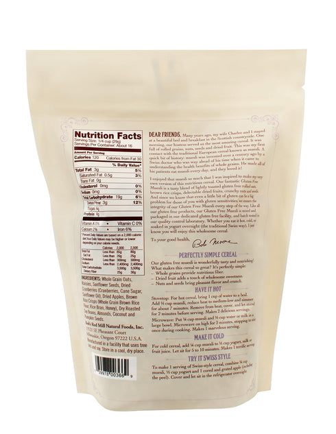 16oz (Pack 4) Bob's Red Mill Gluten Free Muesli, of - Gluten Free, Non GMO, Kosher