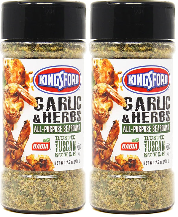 Kingsford Badia Garlic & Herbs All-Purpose Seasoning 2.5 oz (Pack of 2)