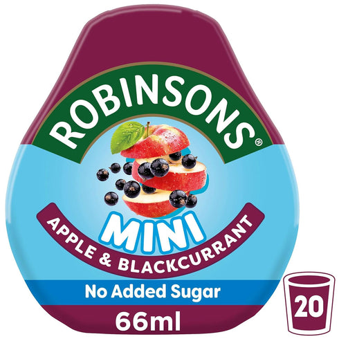 Robinsons 66ml (Pack 2) Mini Apple & Blackcurrant On-The-Go Squash