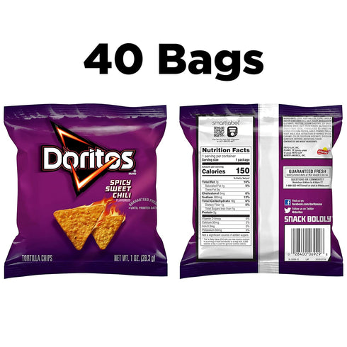 1 (Pack 40) Doritos Flavored Tortilla Chips, Spicy Sweet Chili, Ounce
