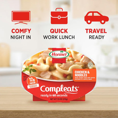7.5 (Pack 7) HORMEL COMPLEATS Chicken & Noodles Microwave Tray, Ounces