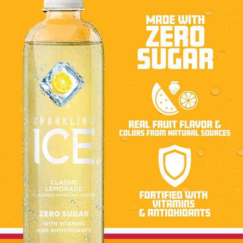 Sparkling ICE (Pack 12) (Pack 12) +Caffeine Citrus Twist Flavored Sparkling Water with Caffeine of and Classic Lemonade