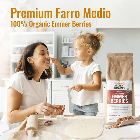 Emmer 100% Emmer 5 lbs Grand Teton - Ancient Grains Wheat Berries, Organic Berries, Premium Food-Grade Wheat Berries