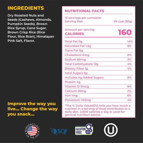 180 15 oz Snacks Salted Caramel Almond Cashew with Himalayan Salt - Delicious, Bite-Size Healthy Snacks - Non GMO
