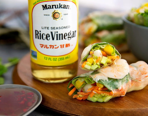 12 (Pack 1) Marukan Lite Seasoned Rice Vinegar Dressing, Ounce Glass Bottle