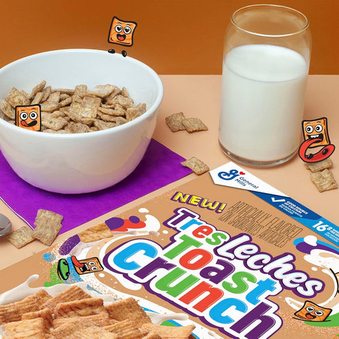 18.8 oz Tres Leches Toast Crunch Breakfast Cereal, Crispy Tres Leches Flavored Cinnamon Cereal, Family Size