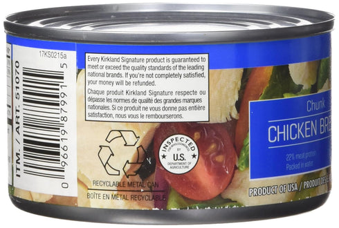 KIRKLAND packed 6 12.5-ounce Signature chicken breast, in water, premium chunk, cans