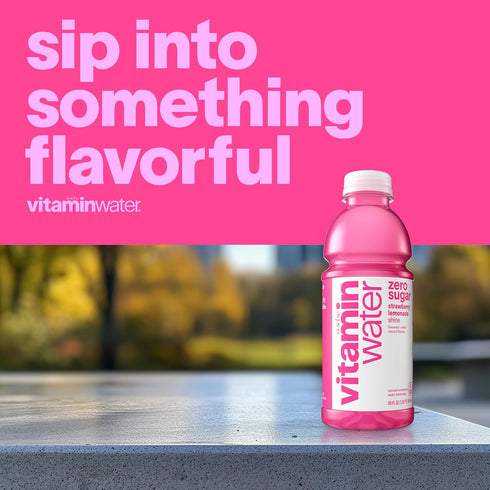 20 oz vitaminwater zero shine, electrolyte enhanced water w/vitamins, strawberry lemonade drink, fl