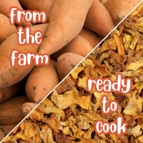 12 OZ Dried Sweet Potato Dices by Its Delish, Bag | Dehydrated Raw Ready-To-Cook Chopped Sweet Potatoes Flakes Great