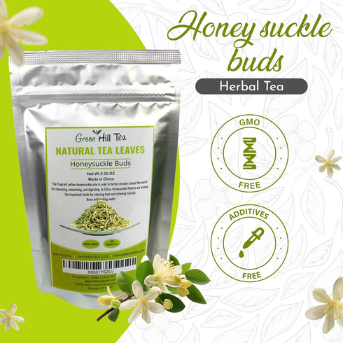 2 OZ (56grams), 100% Greenhilltea traditional health herbs Honey suckle dried herbal tea honeysuckle buds, Natural