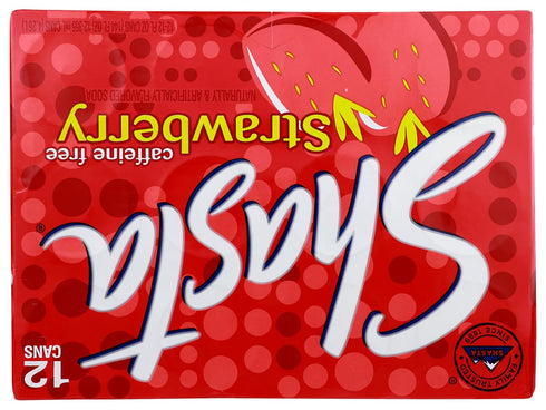 12-Pack 12oz Shasta Strawberry Soda | Bold, Ripe Strawberry Flavor | Caffeine-Free Soft Drink | of Cans | Sweet