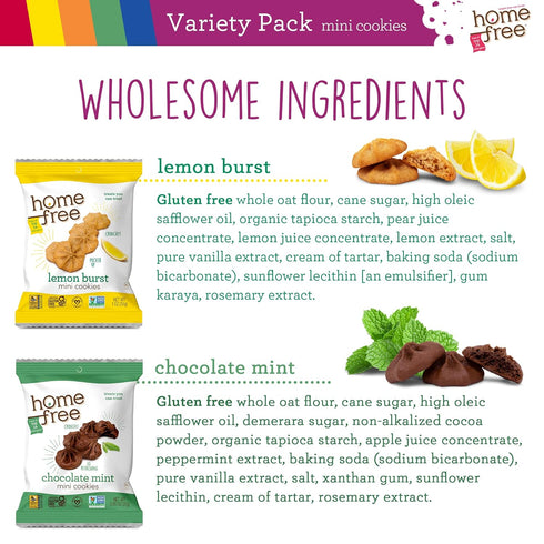 Homefree Mini Cookies Variety Pack, Gluten Free, Nut Free, Vegan Snack Packs (Pack of 10)