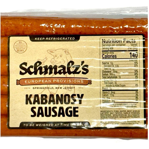 TEAMORE 1 lb, Pack 2 Schmalz Traditional Smoked Kabanosy Pork Sausage Thin, Lean, Spicy, and Firm Texture