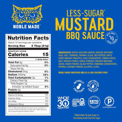 13 Oz Noble Made, Mustard barbecue Sauce, Fl