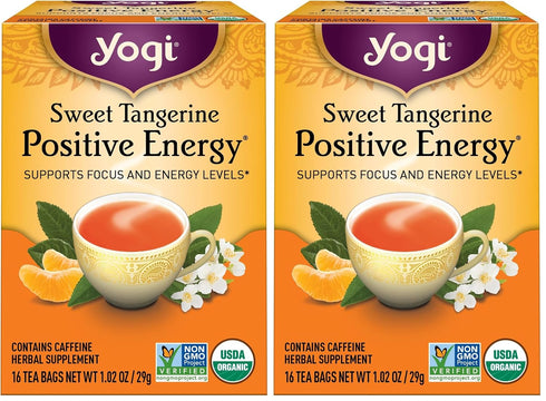 Yogi Sweet Tangerine Positive Energy, 16 Tea Bags, Packaging May Vary (Pack
