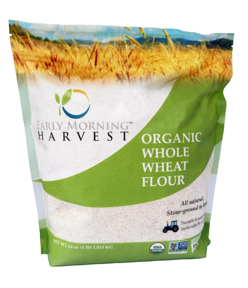 Early Morning Harvest Organic Whole Wheat Flour - Made from Non-GMO Whole Wheat - Stone Ground Flour for Baking
