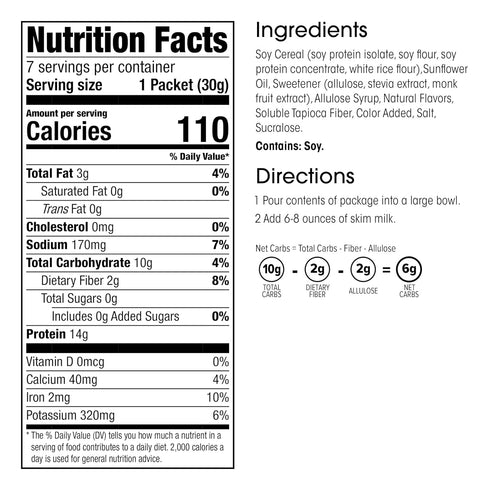 (7ct) WonderSlim Protein Cereal, Fruity, Zero Sugar, Gluten Free, Keto Friendly & Low Carb