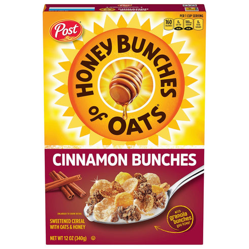 Honey Bunches of Oats Cinnamon Cereal, Breakfast Cereal with Oats and Granola